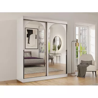 Šatní skříň se zrcadlem 180 cm IVAFE - kašmír / černá