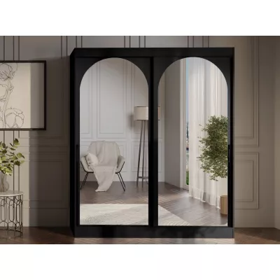 Šatní skříň se zrcadlem 180 cm IVAFE - černá