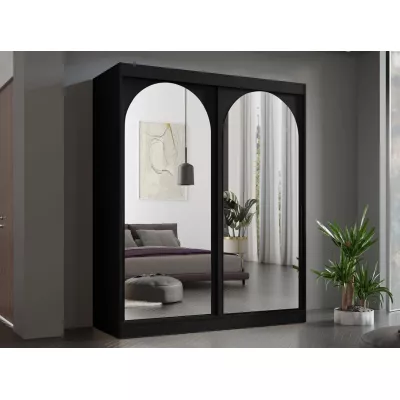 Šatní skříň se zrcadlem 180 cm IVAFE - černá