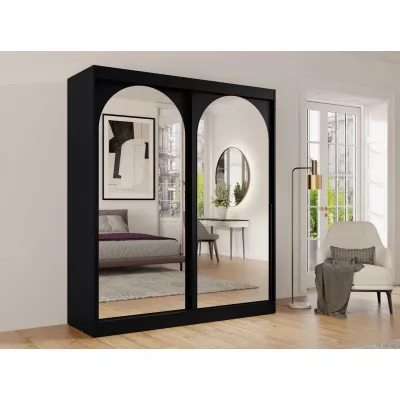Šatní skříň se zrcadlem 180 cm IVAFE - černá