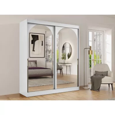 Šatní skříň se zrcadlem 180 cm IVAFE - bílá / zlatá