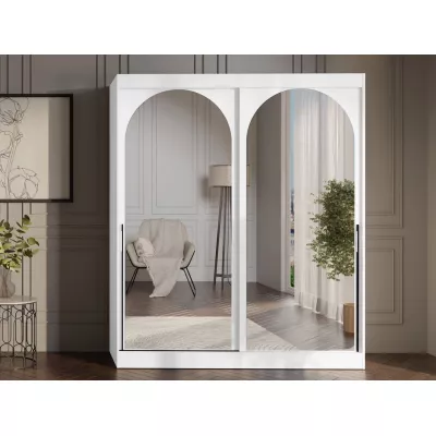 Šatní skříň se zrcadlem 180 cm IVAFE - bílá / černá