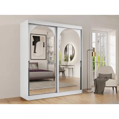 Šatní skříň se zrcadlem 180 cm IVAFE - bílá / černá