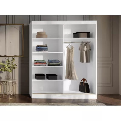 Šatní skříň se zrcadlem 180 cm IVAFE - kašmír / černá