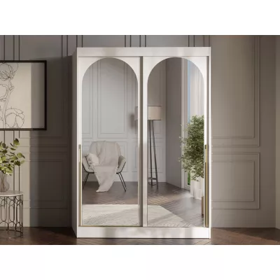 Šatní skříň se zrcadlem 150 cm IVAFE - kašmír / zlatá