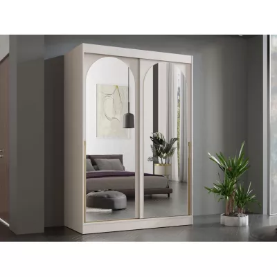 Šatní skříň se zrcadlem 150 cm IVAFE - kašmír / zlatá