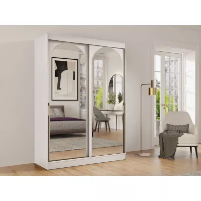 Šatní skříň se zrcadlem 150 cm IVAFE - kašmír / zlatá