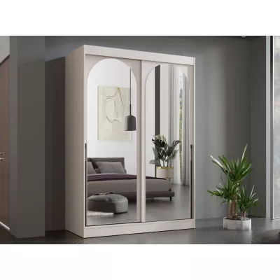 Šatní skříň se zrcadlem 150 cm IVAFE - kašmír / černá