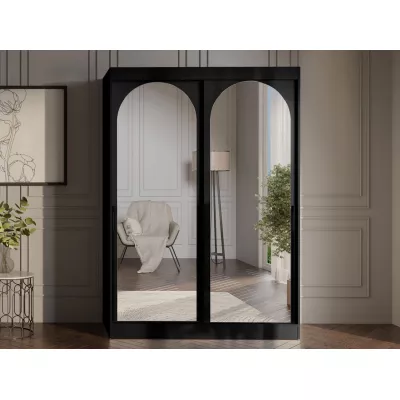 Šatní skříň se zrcadlem 150 cm IVAFE - černá