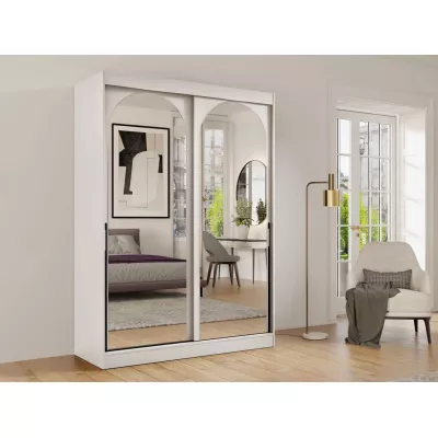 Šatní skříň se zrcadlem 150 cm IVAFE - kašmír / černá