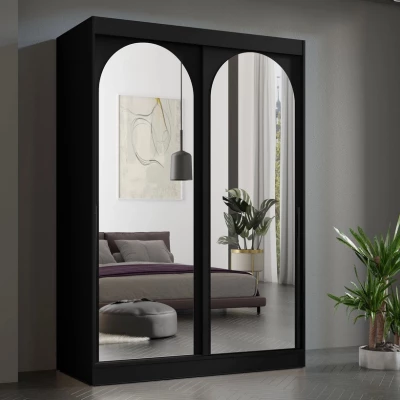 Šatní skříň se zrcadlem 150 cm IVAFE - černá
