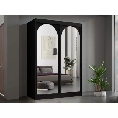 Šatní skříň se zrcadlem 150 cm IVAFE - černá