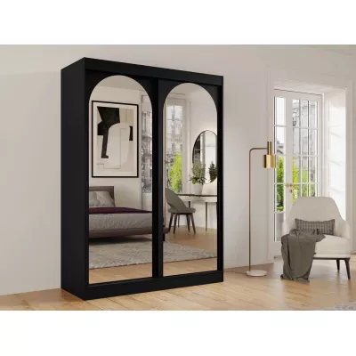 Šatní skříň se zrcadlem 150 cm IVAFE - černá
