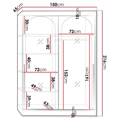 Šatní skříň se zrcadlem 150 cm IVAFE - kašmír / černá