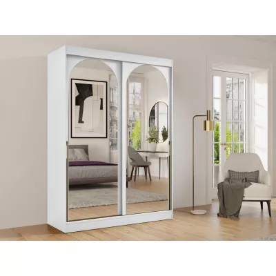 Šatní skříň se zrcadlem 150 cm IVAFE - bílá / zlatá