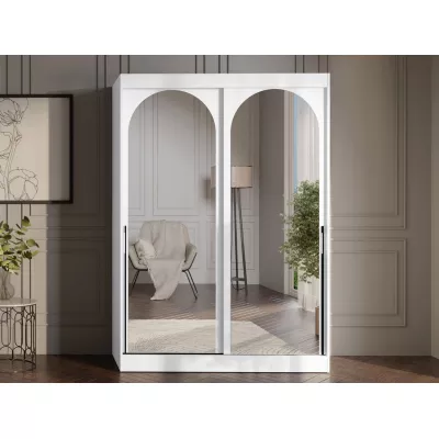 Šatní skříň se zrcadlem 150 cm IVAFE - bílá / černá