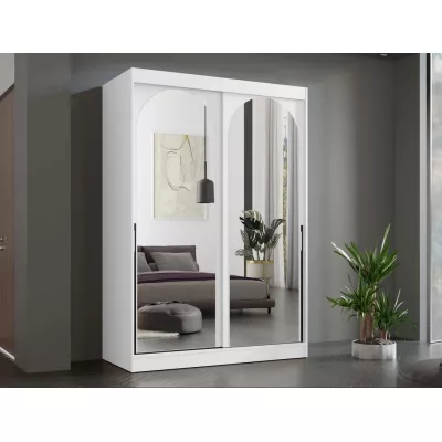 Šatní skříň se zrcadlem 150 cm IVAFE - bílá / černá