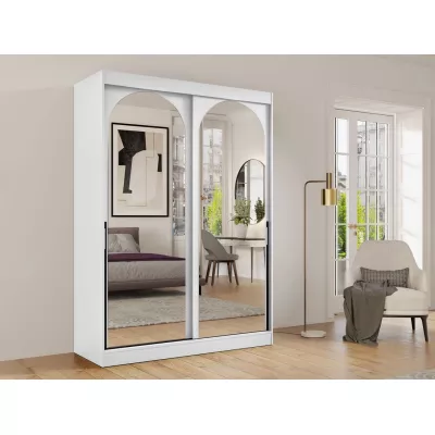 Šatní skříň se zrcadlem 150 cm IVAFE - bílá / černá