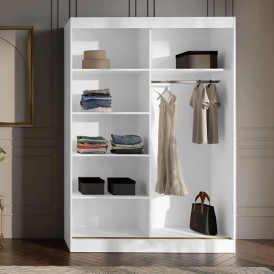 Šatní skříň se zrcadlem 150 cm IVAFE - bílá / černá