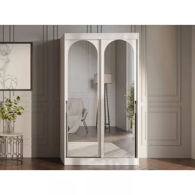 Šatní skříň se zrcadlem 120 cm IVAFE - kašmír / černá