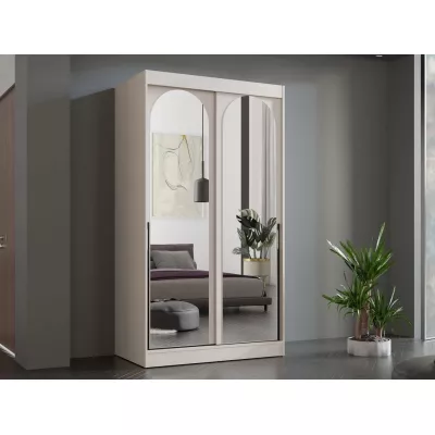 Šatní skříň se zrcadlem 120 cm IVAFE - kašmír / černá