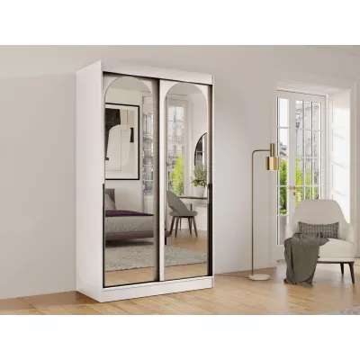 Šatní skříň se zrcadlem 120 cm IVAFE - kašmír / černá