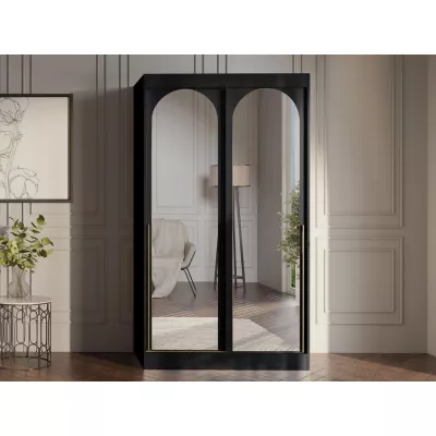 Šatní skříň se zrcadlem 120 cm IVAFE - černá / zlatá