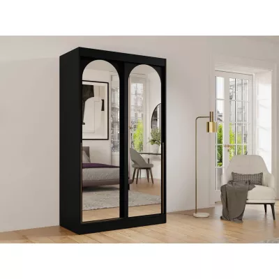 Šatní skříň se zrcadlem 120 cm IVAFE - černá / zlatá
