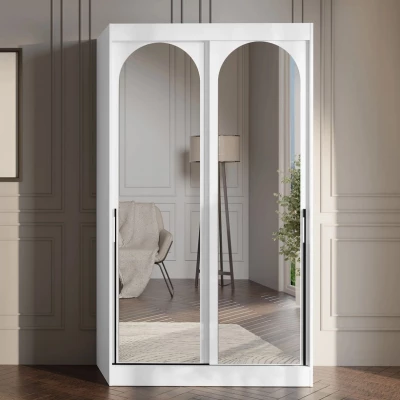 Šatní skříň se zrcadlem 120 cm IVAFE - bílá / černá