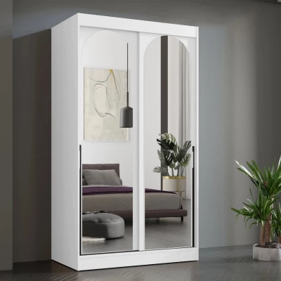 Šatní skříň se zrcadlem 120 cm IVAFE - bílá / černá