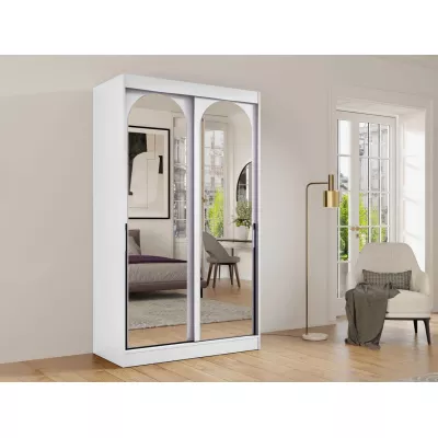 Šatní skříň se zrcadlem 120 cm IVAFE - bílá / černá