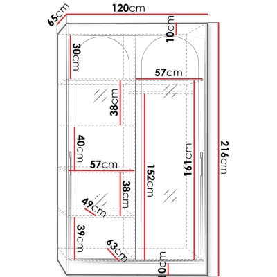 Šatní skříň se zrcadlem 120 cm IVAFE - bílá / černá