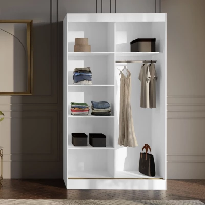 Šatní skříň se zrcadlem 120 cm IVAFE - kašmír / černá