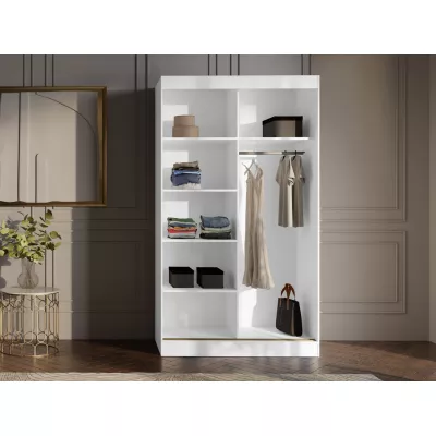 Šatní skříň se zrcadlem 120 cm IVAFE - kašmír / černá