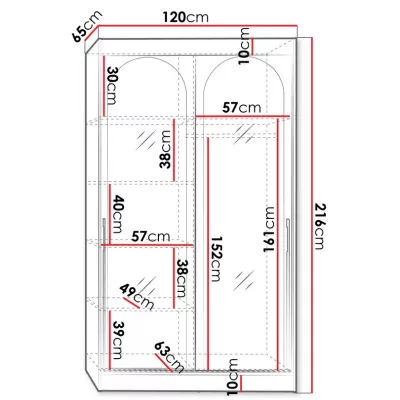 Šatní skříň se zrcadlem 120 cm IVAFE - kašmír / černá