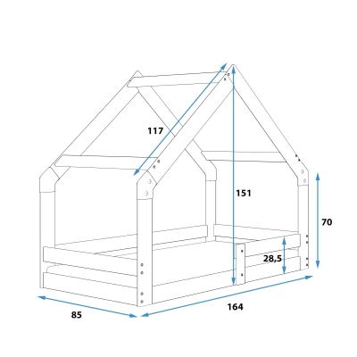 Domečková postel 80x160 SHIRA s matrací - borovice