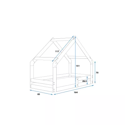 Domečková postel 80x160 SHIRA s matrací - borovice