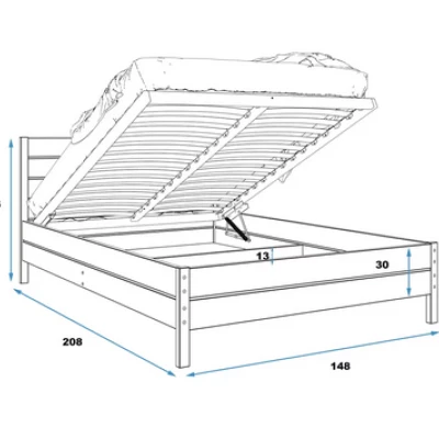 Manželská postel 140x200 FALLON s matrací - borovice