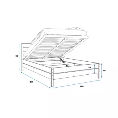 Manželská postel 140x200 FALLON s matrací - borovice