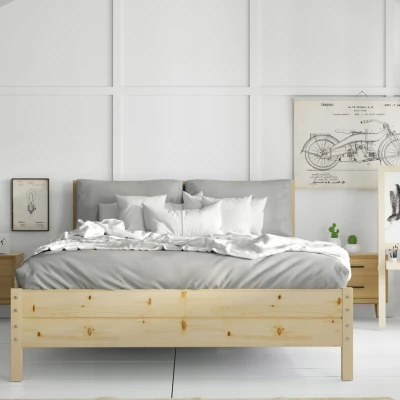 Manželská postel 140x200 FALLON s matrací - borovice