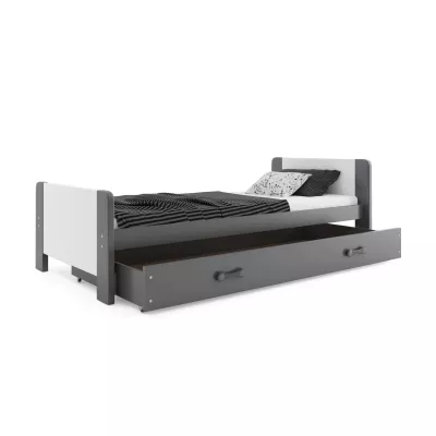 Jednolůžková postel 80x200 NASIA s matrací - šedá / bílá