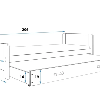 Jednolůžková postel 80x200 NASIA s matrací - bílá