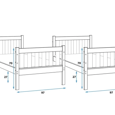 Dětská patrová postel 90x190 EUNIKA - borovice
