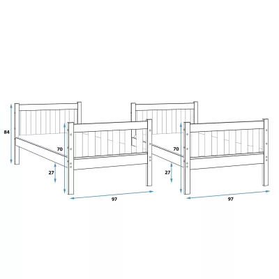Dětská patrová postel 90x190 EUNIKA - borovice