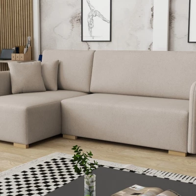 Rohová sedačka na každodenní spaní LUIKA - béžovohnědá