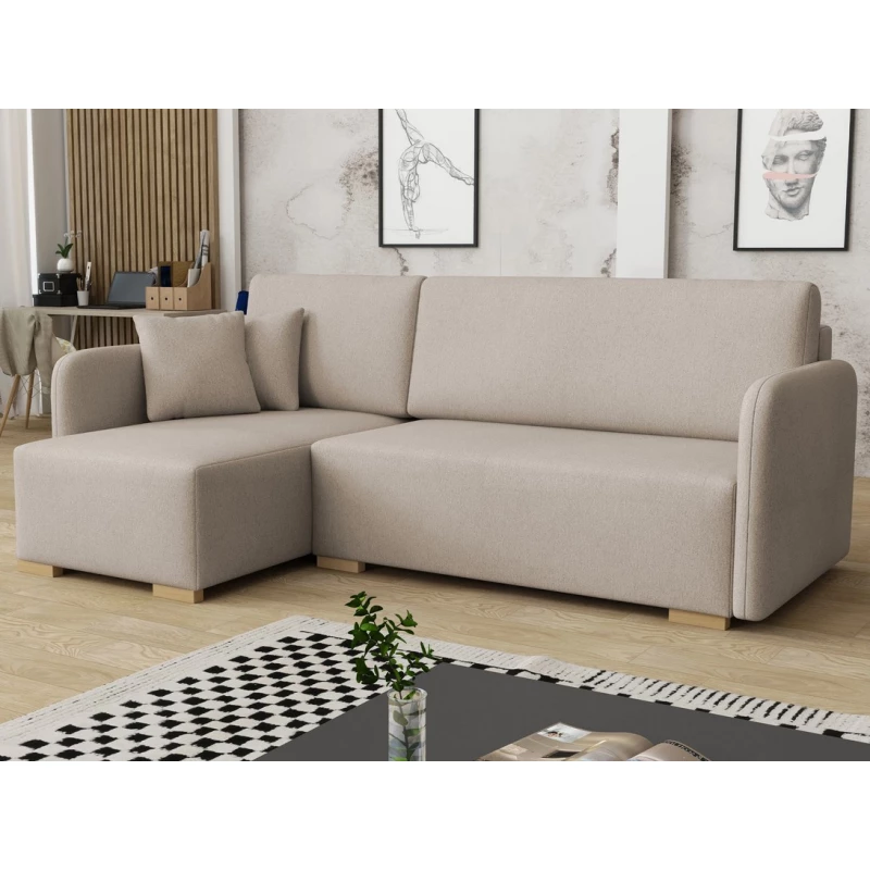 Rohová sedačka na každodenní spaní LUIKA - béžovohnědá