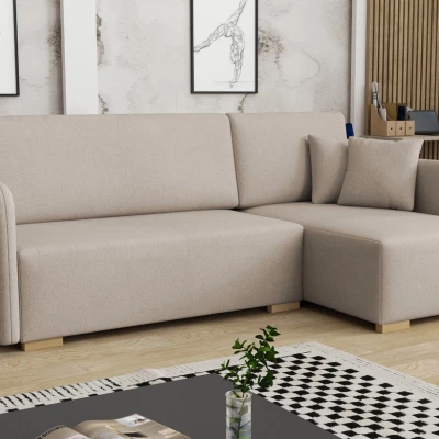 Rohová sedačka na každodenní spaní LUIKA - béžovohnědá