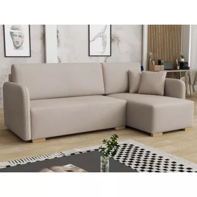 Rohová sedačka na každodenní spaní LUIKA - béžovohnědá