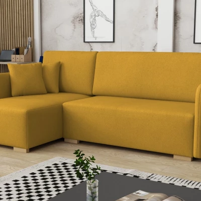 Rohová sedačka na každodenní spaní LUIKA - hořčicová