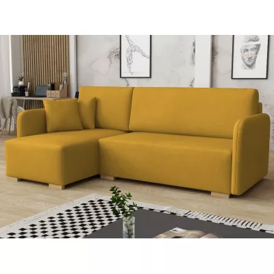 Rohová sedačka na každodenní spaní LUIKA - hořčicová